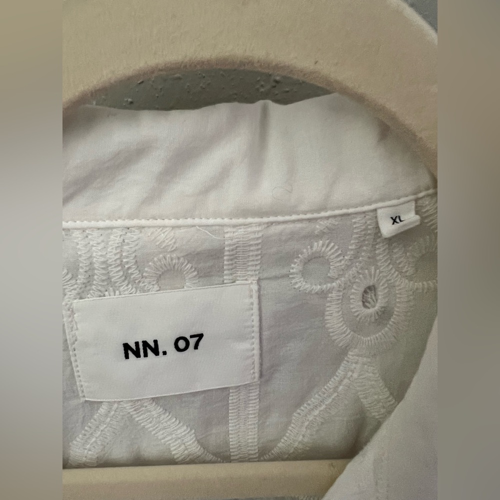 NN07 Julio Eyelet Embroidered Shirt In White Size XL New - Picture 5 of 10
